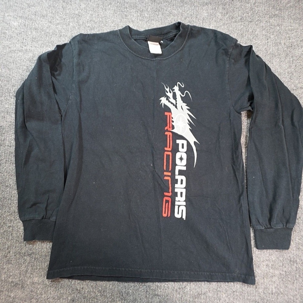 Polaris Racing Shirt Mens Medium Black Dragon Graphic Long Sleeve Tee T-Shirt